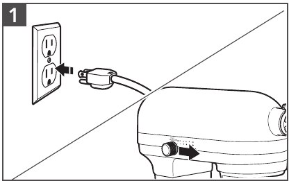 KitchenAid - KV25G0XAQ - Plug the Stand Mixer into a grounded 3 prong outlet. Plug the Stand Mixer into a grounded 3 prong outlet.