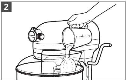 KitchenAid - KV25G0XAQ - Pour the ingredients into the bowl. Pour the ingredients into the bowl.