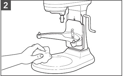 KitchenAid - KV25G0XAQ - Wipe the Stand Mixer body with a soft, damp cloth. Wipe the Stand Mixer body with a soft, damp cloth.