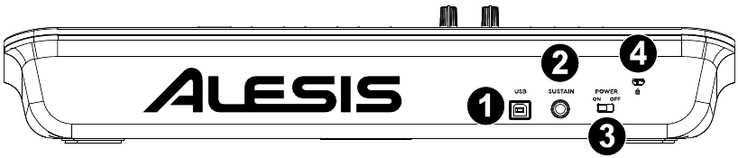 Alesis - V25 MKII - Vipengele - Paneli ya Nyuma Vipengele - Paneli ya Nyuma