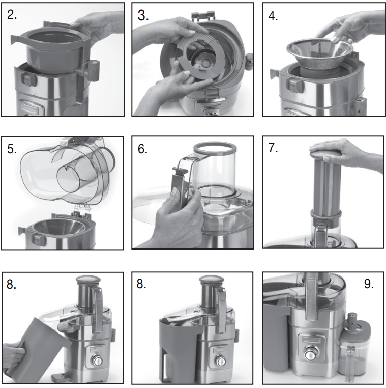 Cuisinart - CJE-1000 - Sharbat ajratgichni yig'ish Sharbat ajratgichni yig'ish