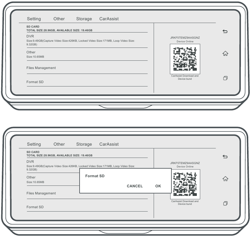 Rexing - S800 - Форматиране на картата памет Форматиране на картата памет