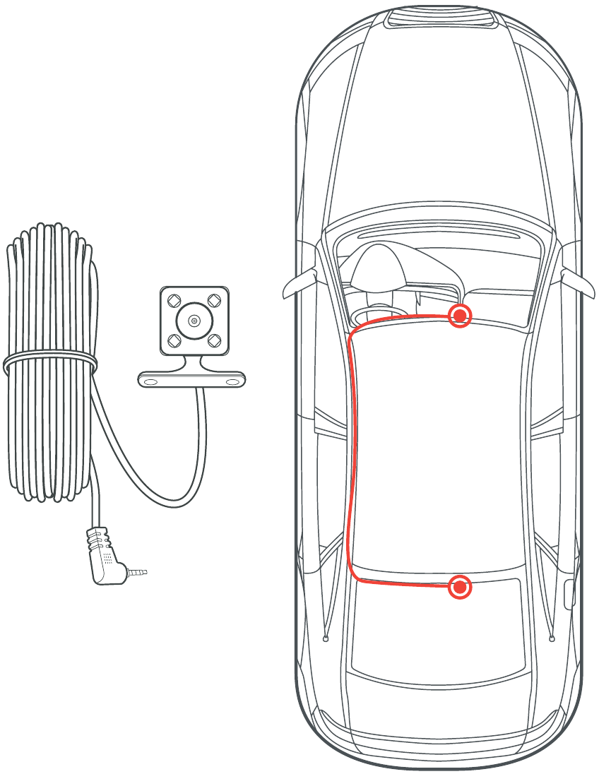 Rexing - S800 - Инсталиране на задната камера Инсталиране на задната камера