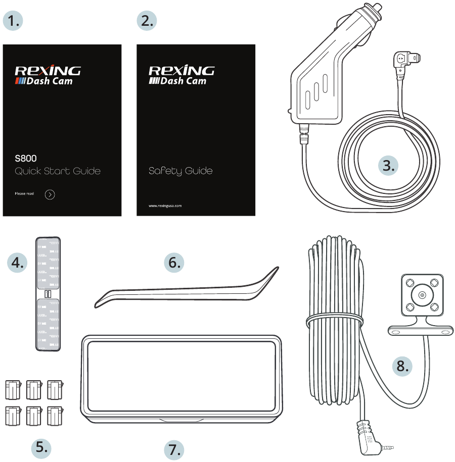 Rexing - S800 - Какво има в кутията Какво има в кутията