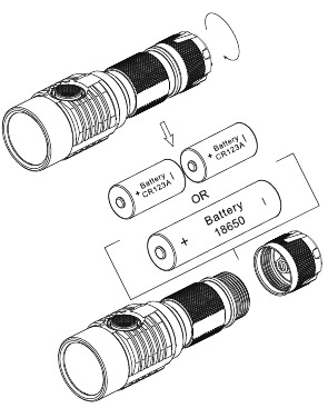 Nitecore - MH23 - Instalarea bateriei Instalarea bateriei