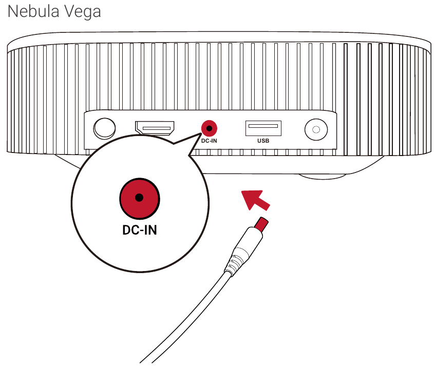 Anker - Nebula Vega - Nabíjení projektoru - Krok 1 Nabíjení projektoru - Krok 1