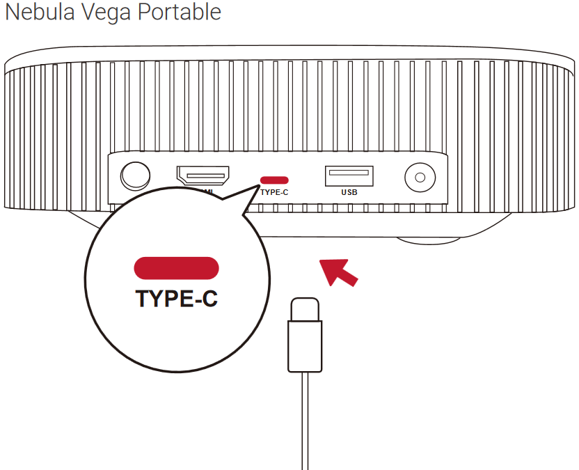 Anker - Nebula Vega - Nabíjení projektoru - Krok 2 Nabíjení projektoru - Krok 2