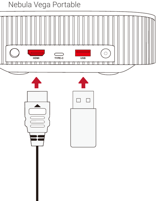 Anker - Nebula Vega - Přehrávání videa ze zařízení HDMI / USB - Krok 2 Přehrávání videa ze zařízení HDMI / USB - Krok 2