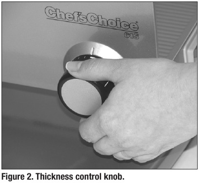 Chef's Choice - 615 - Buton de control al grosimii Buton de control al grosimii