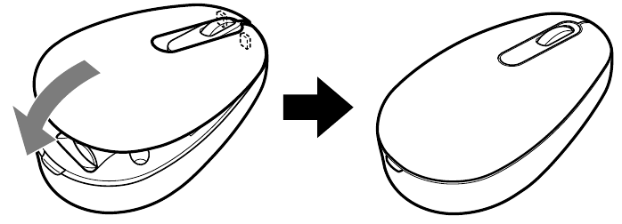 SONY - VAIO VGP-WMS10 - Vloženie batérie do myši - Znova nasaďte kryt Vloženie batérie do myši - Znova nasaďte kryt