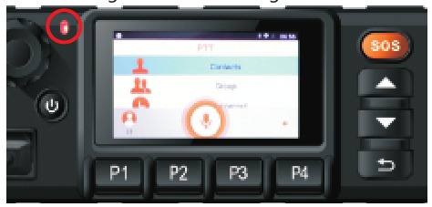 Inrico - TM-7 Plus - Red light means sending Червената светлина означава изпращане
