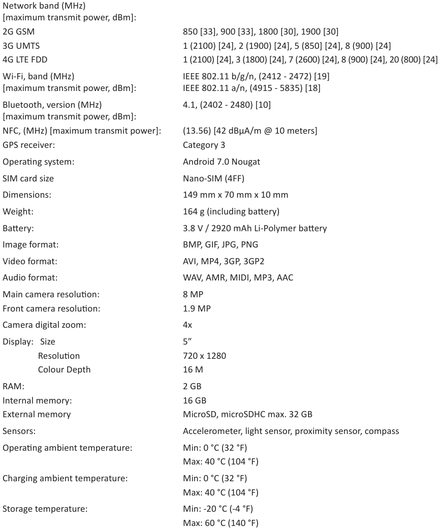 Doro - 8042 - Especificaciones Especificaciones