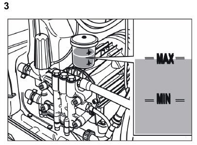 Kärcher - HDS 995 M/MX Eco - Zkontrolujte hladinu oleje Zkontrolujte hladinu oleje