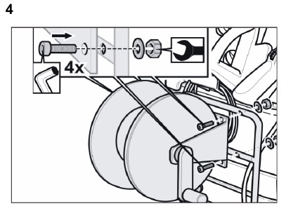 Kärcher - HDS 995 M/MX Eco - Nainstalujte ruční stříkací pistoli a naviják hadice - Krok 1 Nainstalujte ruční stříkací pistoli a naviják hadice - Krok 1