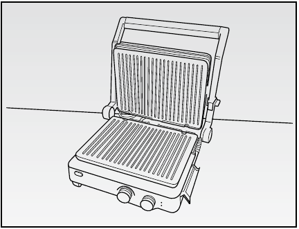 ARIETE - 1918 - Standard grilling position - Locking the Top Plate Standard grilling position - Locking the Top Plate