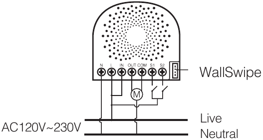 Aeotec - Nano Shutter ZW141 - AC120V/230V kytkentäkaavio AC120V/230V kytkentäkaavio