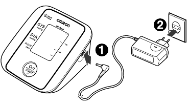 Omron - M2 Basic - Pasirenkamo kintamosios srovės adapterio naudojimas Pasirenkamo kintamosios srovės adapterio naudojimas