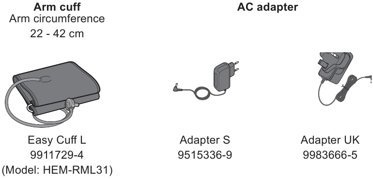 Omron - M3 - Pasirenkami medicininiai priedai Pasirenkami medicininiai priedai