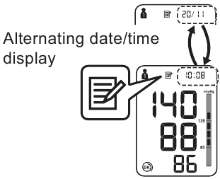 Omron - M3 - Matavimo reikšmių, saugomų atmintyje, peržiūra Matavimo reikšmių, saugomų atmintyje, peržiūra
