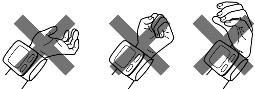 Omron - RS6 - Правильное положение запястья во время измерений Правильное положение запястья во время измерений