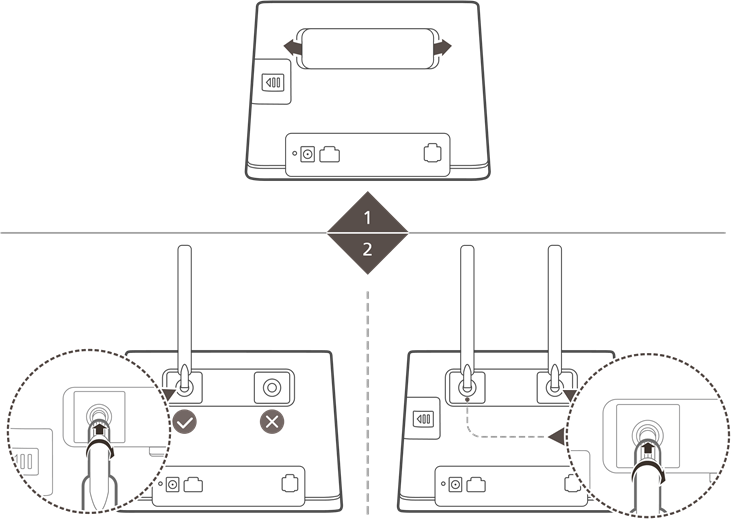 Huawei - B310 LTE CPE - Установка внешних антенн Установка внешних антенн