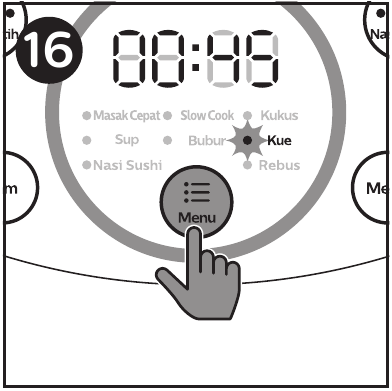 Philips - HD4515 - Kek - Adım 3 - Kek fonksiyonunu seçin Kek - Adım 3 - Kek fonksiyonunu seçin