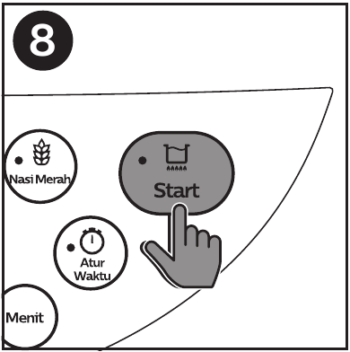 Philips - HD4515 - Pirinç Pişiriciyi Kullanma - Adım 4 - Başlat düğmesi Pirinç Pişiriciyi Kullanma - Adım 4 - Başlat düğmesi