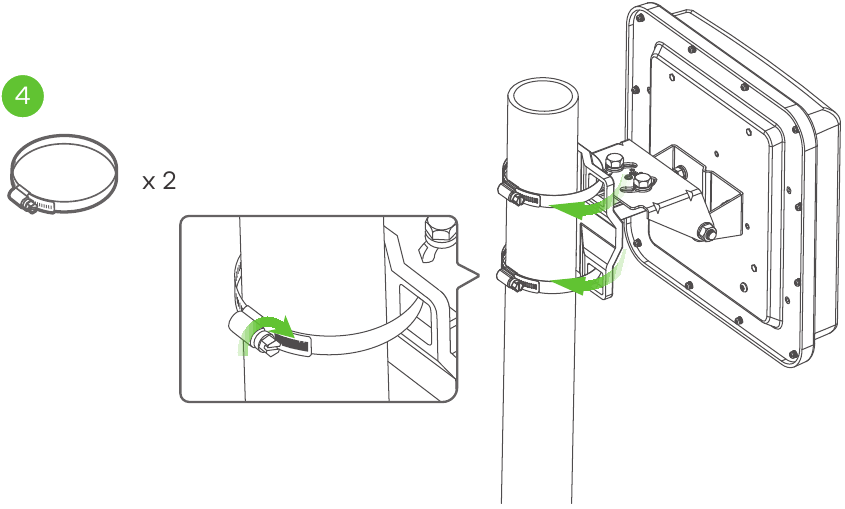 Zyxel - WAC6552D-S - Montaža na stup - Korak 4 Montaža na stup - Korak 4