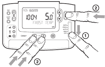 Honeywell - CM900 - O'rnatuvchi rejimiga kirish - 1-qadam O'rnatuvchi rejimiga kirish - 1-qadam