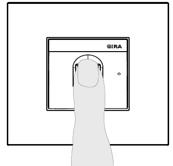 Gira - System 106 Fingerprint Module 5551 - Place the finger to be taught in in themiddle of the sensor until Prst, ki ga želite vnesti, položite na sredino senzorja, dokler se ne