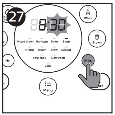 Philips - HD4535 - Кешіктірілген пісіруге арналған алдын ала орнатылған уақыт - 3-қадам Кешіктірілген пісіруге арналған алдын ала орнатылған уақыт - 3-қадам