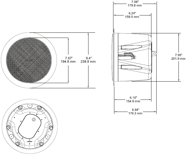 Bose - FreeSpace DS 16F - Dimenzije Dimenzije