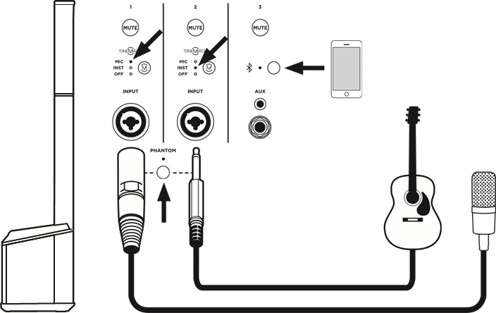 Bose - L1 Pro8 - Tipo de conexión - Músico con dispositivo móvil Tipo de conexión - Músico con dispositivo móvil