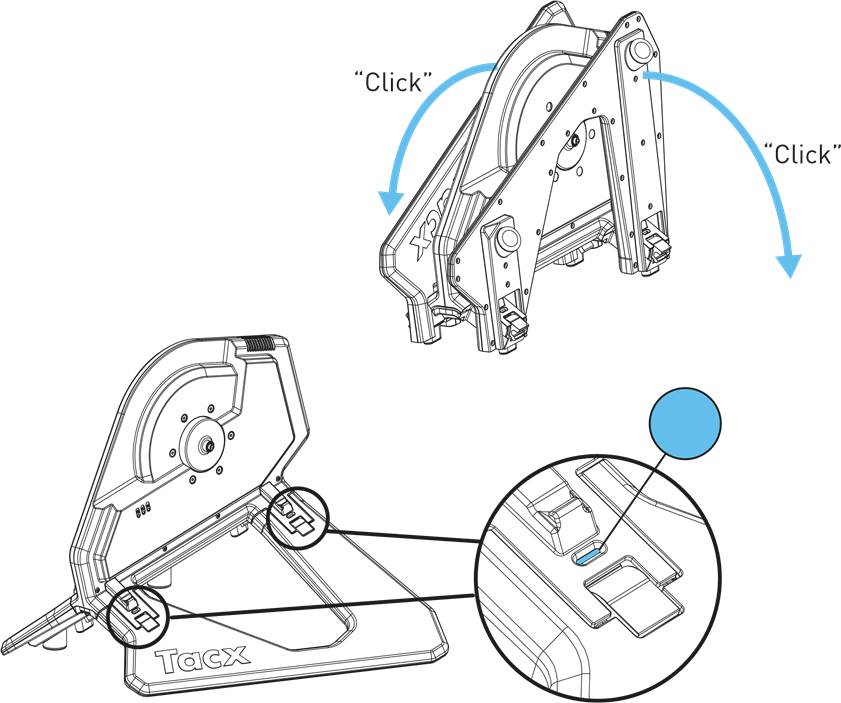 Tacx - NEO Smart - Unfold the trainer and place it on a firm, level surface Despliega el rodillo de entrenamiento y colócalo sobre una superficie firme y nivelada