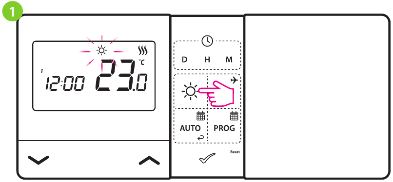 ENGO CONTROLS - E901RF - Qulay haroratni o'rnatish - 1-qadam Qulay haroratni o'rnatish - 1-qadam