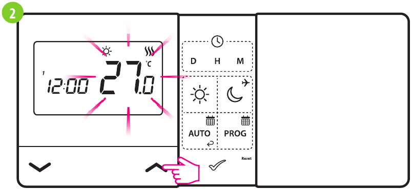 ENGO CONTROLS - E901RF - Qulay haroratni o'rnatish - 2-qadam Qulay haroratni o'rnatish - 2-qadam