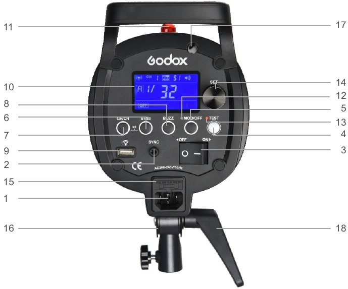 Godox - QS400II - NOMES DAS PEÇAS - Corpo NOMES DAS PEÇAS - Corpo