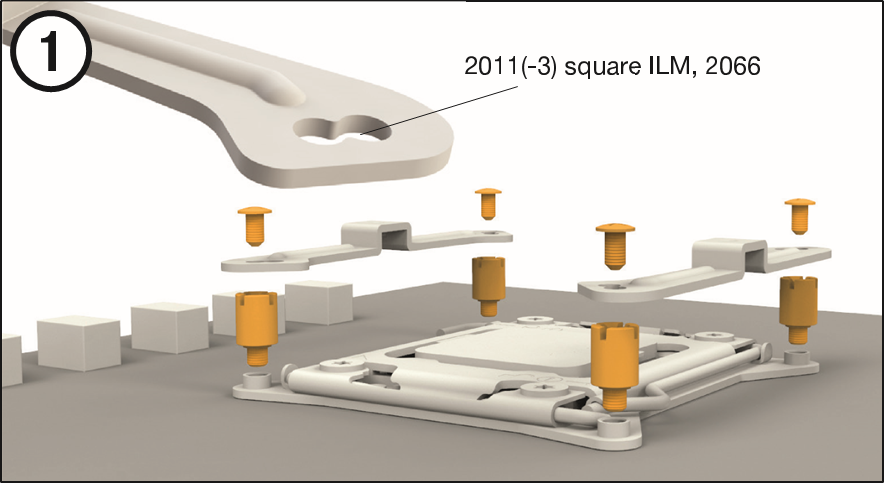 BE QUIET! - DARK ROCK SLIM - Intel: LGA 2011 (-3) square ILM / LGA 2066 орнату - 1-қадам Intel: LGA 2011 (-3) square ILM / LGA 2066 орнату - 1-қадам
