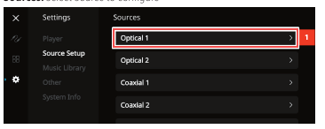 Sélectionnez la Source à configurer