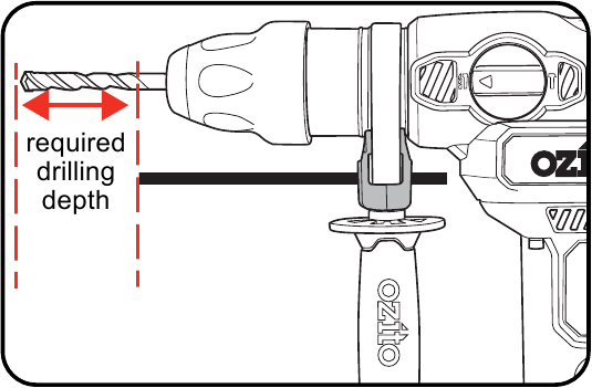 Ozito - RHD-4100 - UTILIZZO DELL'ASTA DI PROFONDITÀ - Passaggio 2 UTILIZZO DELL'ASTA DI PROFONDITÀ - Passaggio 2