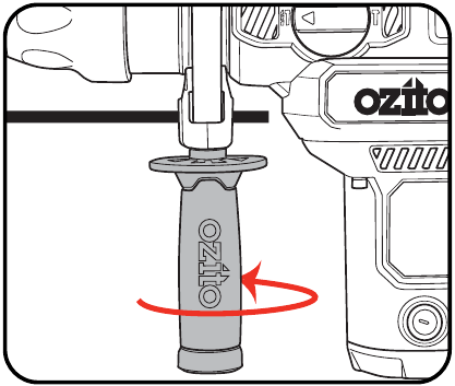 Ozito - RHD-4100 - UTILIZZO DELL'ASTA DI PROFONDITÀ - Passaggio 3 - Fissare un'asta di profondità UTILIZZO DELL'ASTA DI PROFONDITÀ - Passaggio 3 - Fissare un'asta di profondità