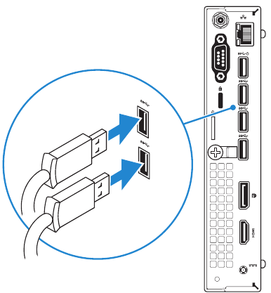 Dell - OptiPlex 7040M - Conectarea tastaturii și a mouse-ului Conectarea tastaturii și a mouse-ului