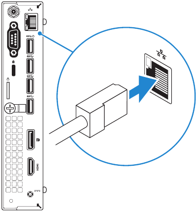 Dell - OptiPlex 7040M - Conectarea cablului de rețea Conectarea cablului de rețea