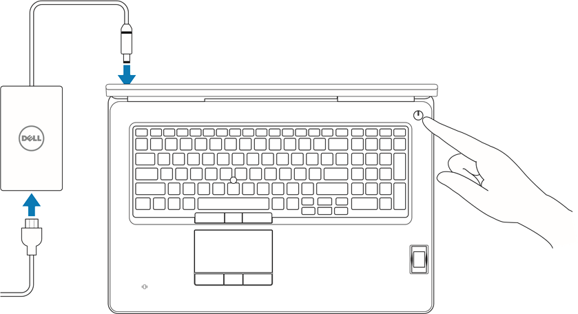 Dell - Precision 7720 - Unganisha adapta ya nishati na ubonyeze kitufe cha kuwasha Unganisha adapta ya nishati na ubonyeze kitufe cha kuwasha