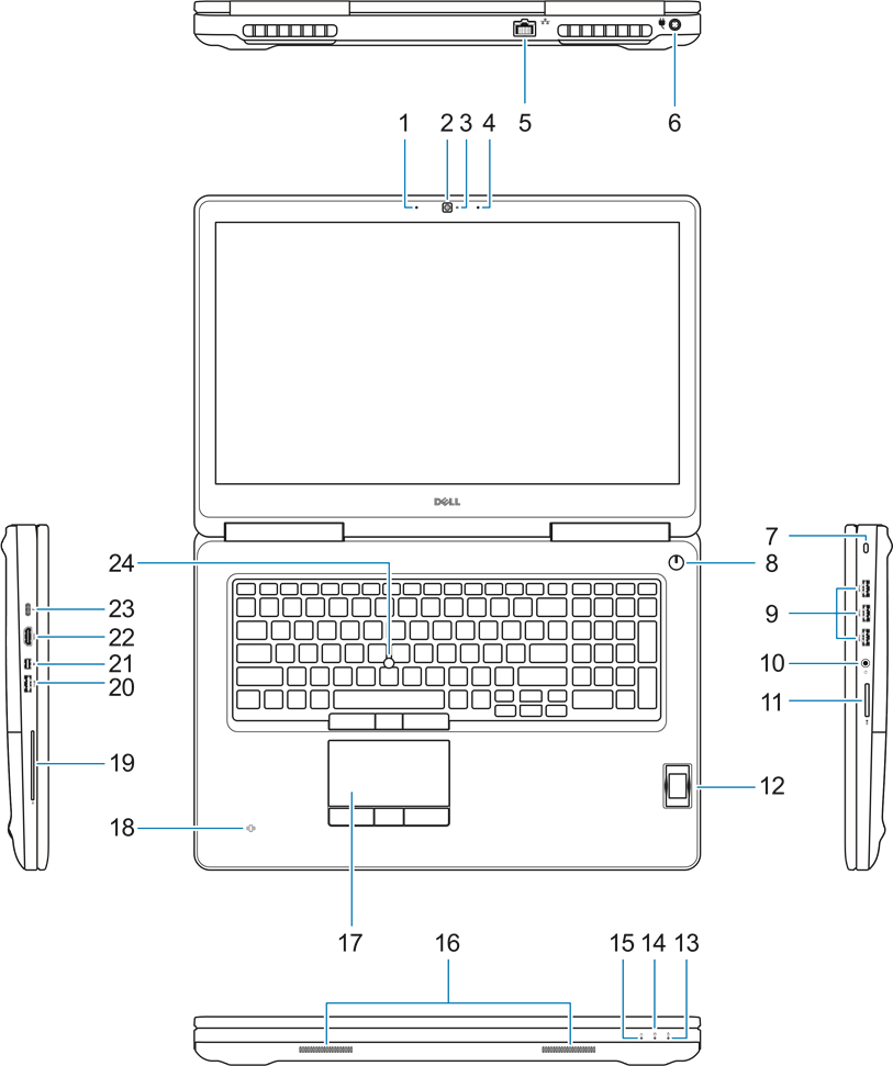 Dell - Precision 7720 - Mwonekano wa Vipengele 1 Mwonekano wa Vipengele 1