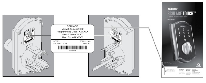 Schlage - BE375 - Ubicaciones de los códigos predeterminados Ubicaciones de los códigos predeterminados
