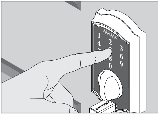 Schlage - BE375 - CERROJO DE PANTALLA TÁCTIL SIN LLAVE - Arranque de la batería - Paso 2 CERROJO DE PANTALLA TÁCTIL SIN LLAVE - Arranque de la batería - Paso 2