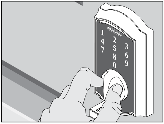 Schlage - BE375 - CERROJO DE PANTALLA TÁCTIL SIN LLAVE - Arranque de la batería - Paso 3 CERROJO DE PANTALLA TÁCTIL SIN LLAVE - Arranque de la batería - Paso 3