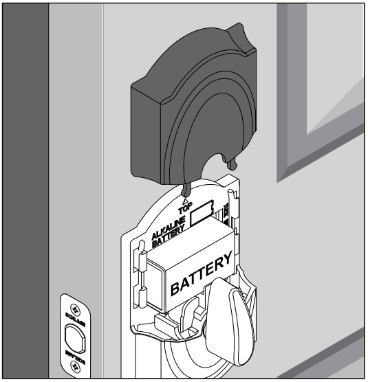Schlage - BE375 - CERROJO DE PANTALLA TÁCTIL SIN LLAVE - Cambio de la batería - Paso 1 CERROJO DE PANTALLA TÁCTIL SIN LLAVE - Cambio de la batería - Paso 1