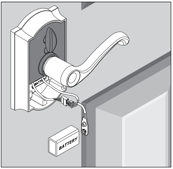 Schlage - BE375 - MANIJA DE PANTALLA TÁCTIL SIN LLAVE - Cambio de la batería - Paso 2 MANIJA DE PANTALLA TÁCTIL SIN LLAVE - Cambio de la batería - Paso 2